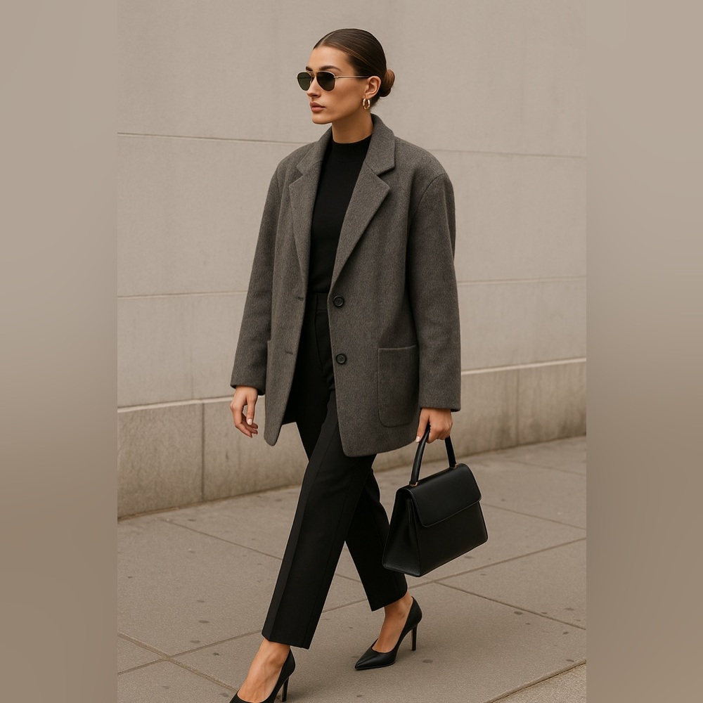 Vintage 1990s Tobias Wool Alpaca Oversized Coat | Charcoal | Size Small
